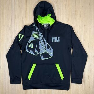 Title Boxing Hoodie Mens Medium Black Pullover Sweatshirt Pockets Logo Oleks Cat